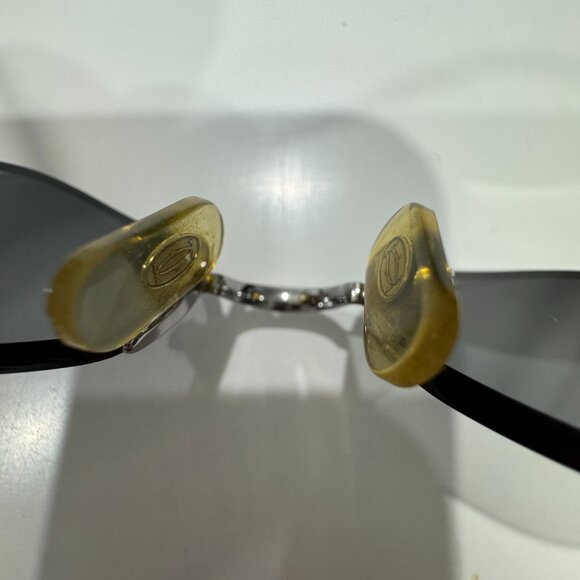 CARTIER RIMLESS SUNGLASSES w/ CASE PLATINUM FRAME GREY LENS - Picture 10 of 17